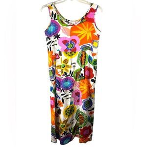Jams World Womans Floral Fantasy Hawaii Dress Medium Colorful Casual Everyday